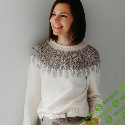 [Вяжи.ру, Zanete Knits] Свитер с круглой кокеткой вязаный спицами сверху Regalia (2025)