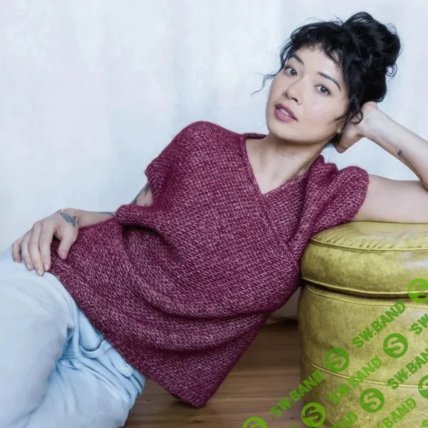 [Вяжи.ру] Жилет тканым узором Crossery связанный спицами сверху вниз (2026)