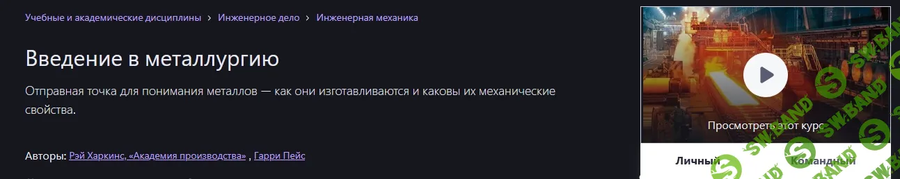 Введение в металлургию [Udemy] [Рэй Харкинс]