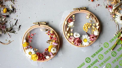 [Вышивка] Создайте вышивку с сухими цветами на тюле (Create Embroidery with Dried Flowers on Tulle) [Domestika] [Olga Prinku]