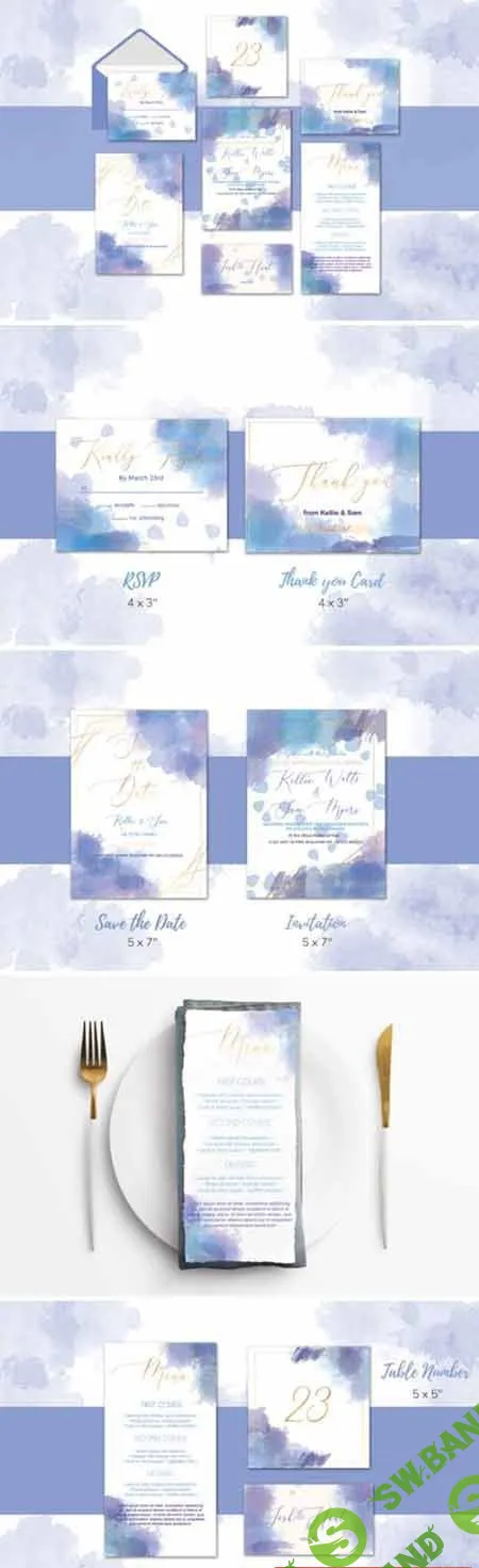 Watercolor Wedding Invitation Suite