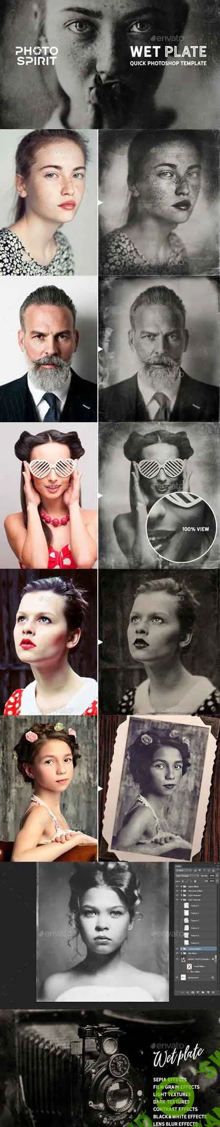 Wet Plate Photoshop Template PRO