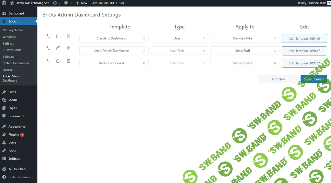 [WP] Bricks Admin Dashboard — кастомизация админки WordPress через Bricks Builder [bricksadmindashboard.io]