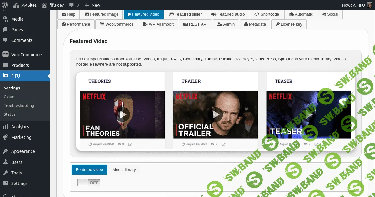 [WP] Featured Image from URL (FIFU) - автоматическое создание миниатюр из сторонних изображений, видео, аудио [One-Time Plan]