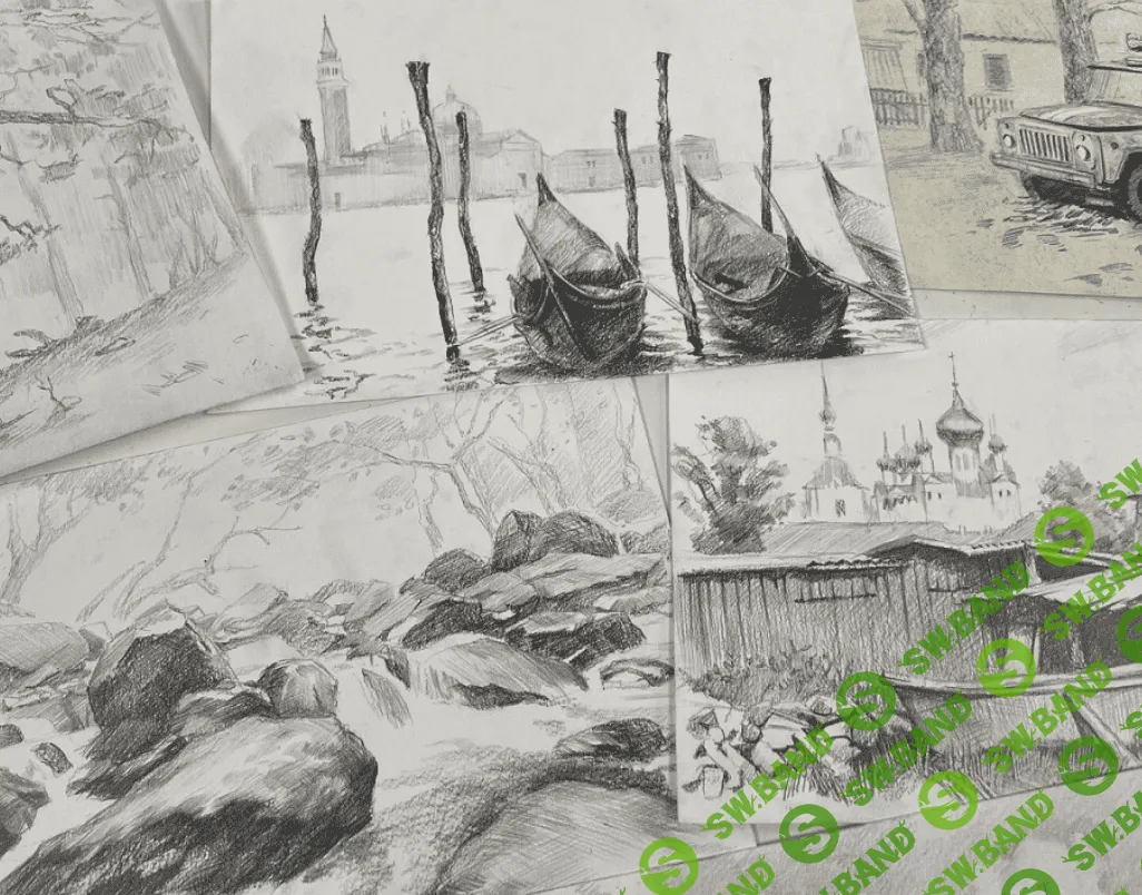 [Художник Online,Роман Круглов] Пейзажи простым карандашом (2020)